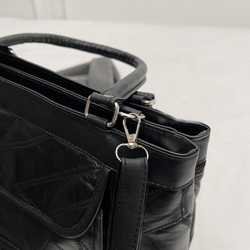 Doppelfach Tote Damen Große Kunstleder Handtasche Umhängetasche