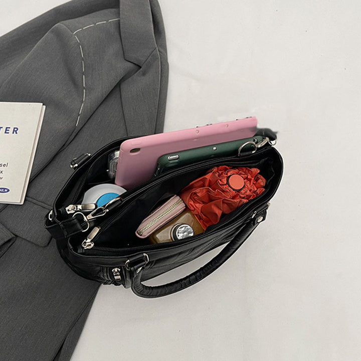 Doppelfach Tote Damen Große Kunstleder Handtasche Umhängetasche