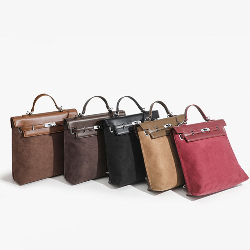 Vintage-Rucksack für Damen, mattiertes Kunstleder, schmaler Tagesrucksack