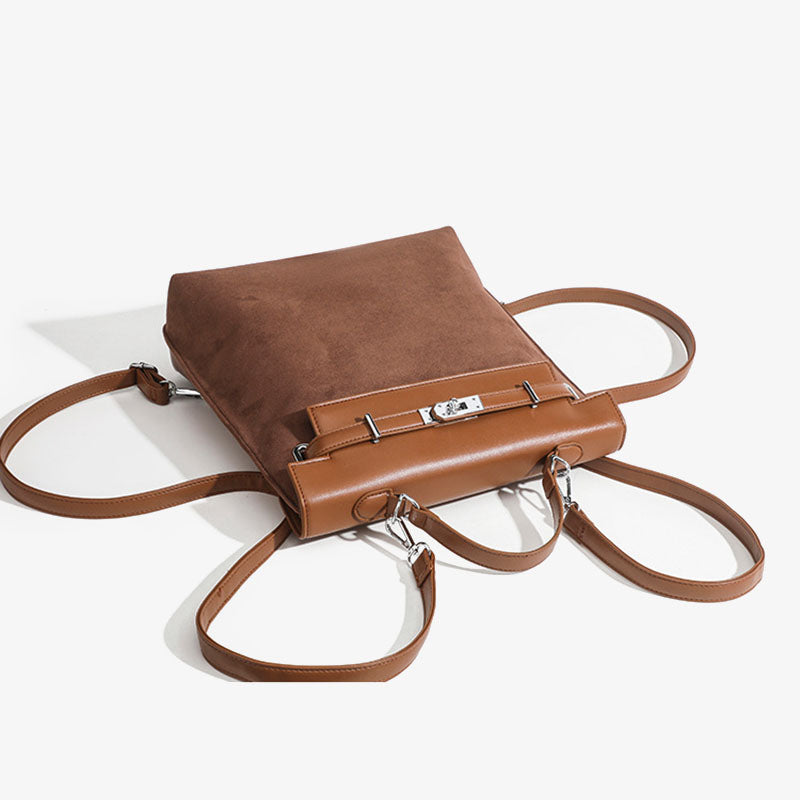 Vintage-Rucksack für Damen, mattiertes Kunstleder, schmaler Tagesrucksack