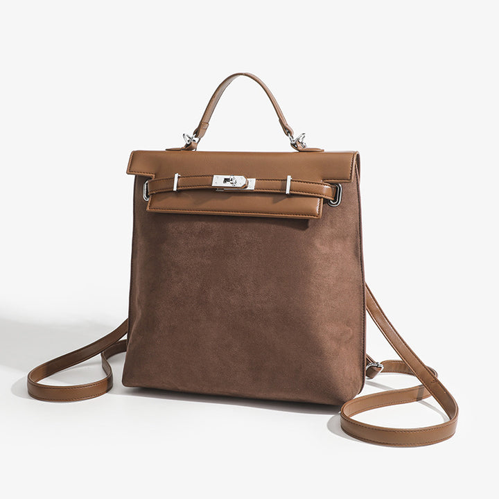 Vintage-Rucksack für Damen, mattiertes Kunstleder, schmaler Tagesrucksack