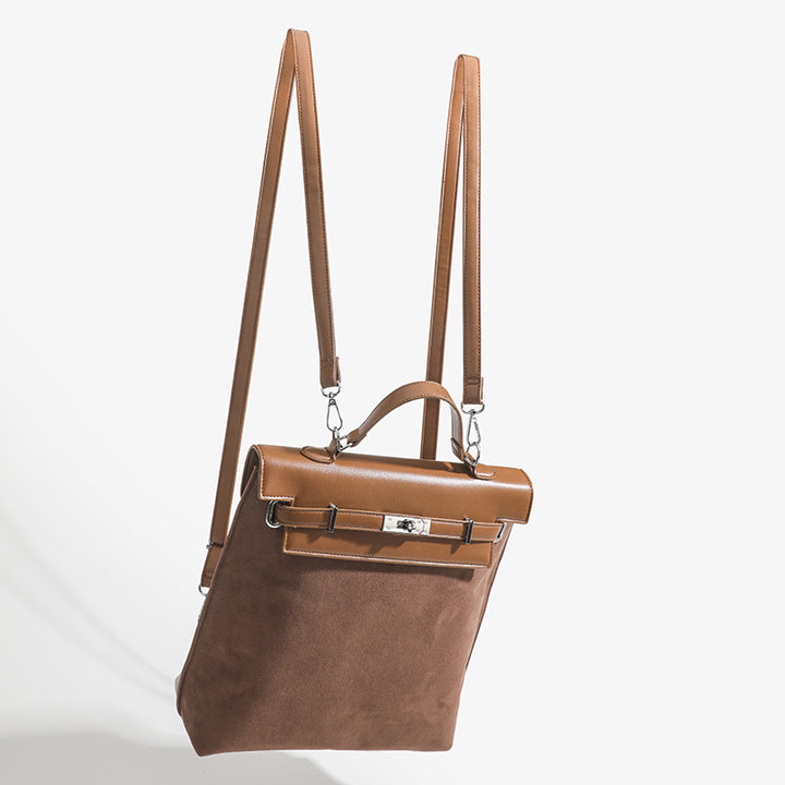 Vintage-Rucksack für Damen, mattiertes Kunstleder, schmaler Tagesrucksack