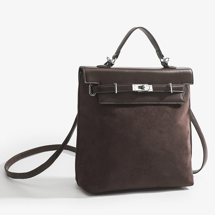 Vintage-Rucksack für Damen, mattiertes Kunstleder, schmaler Tagesrucksack