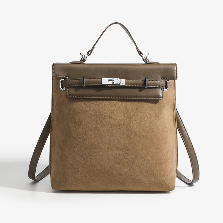 Vintage-Rucksack für Damen, mattiertes Kunstleder, schmaler Tagesrucksack