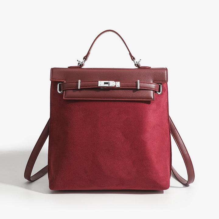 Vintage-Rucksack für Damen, mattiertes Kunstleder, schmaler Tagesrucksack