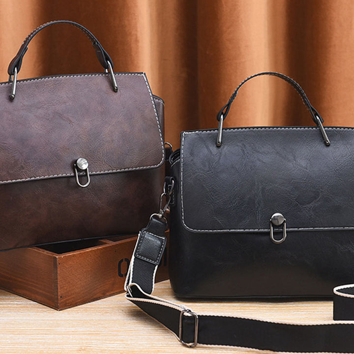 Doppelriemen-Handtasche im Retro-Stil, minimalistische Umhängetasche für Damen
