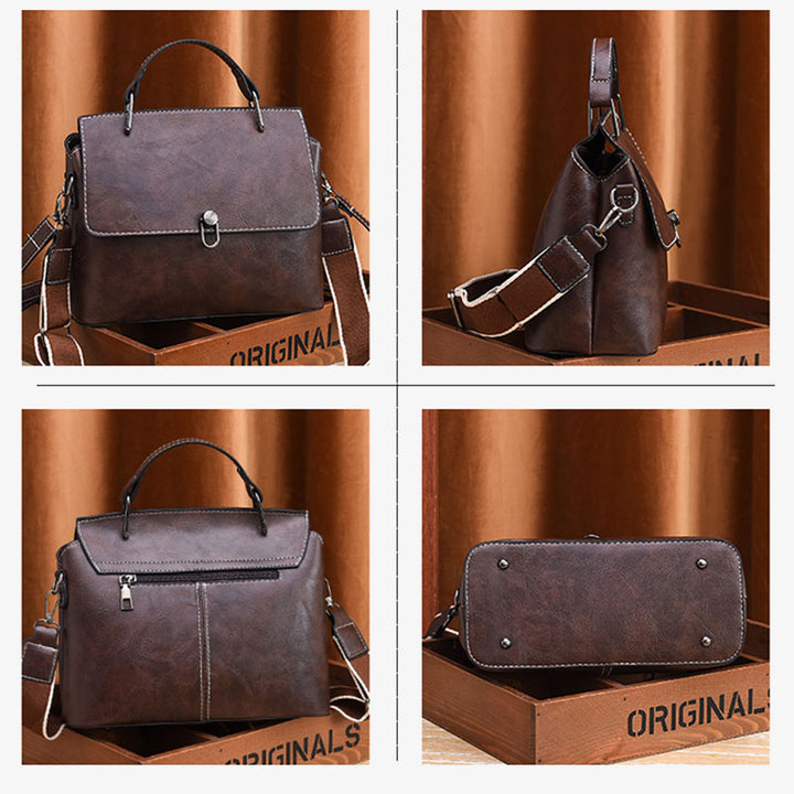 Doppelriemen-Handtasche im Retro-Stil, minimalistische Umhängetasche für Damen