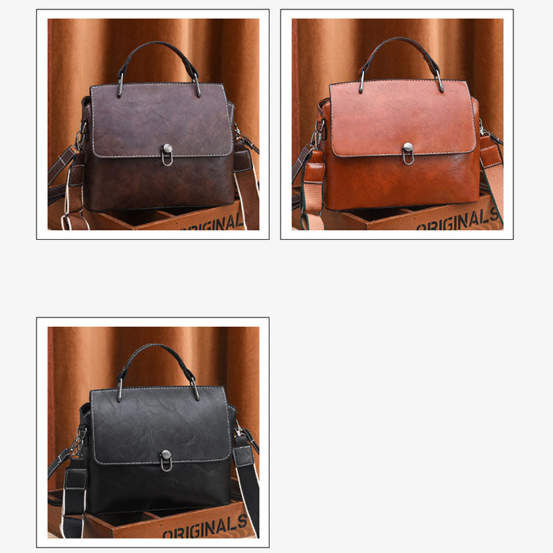 Doppelriemen-Handtasche im Retro-Stil, minimalistische Umhängetasche für Damen