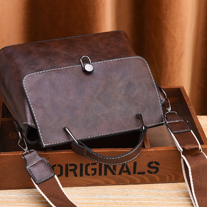 Doppelriemen-Handtasche im Retro-Stil, minimalistische Umhängetasche für Damen