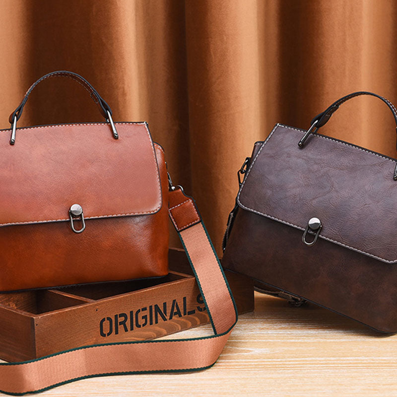 Doppelriemen-Handtasche im Retro-Stil, minimalistische Umhängetasche für Damen