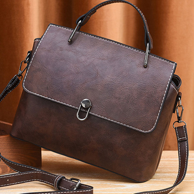 Doppelriemen-Handtasche im Retro-Stil, minimalistische Umhängetasche für Damen