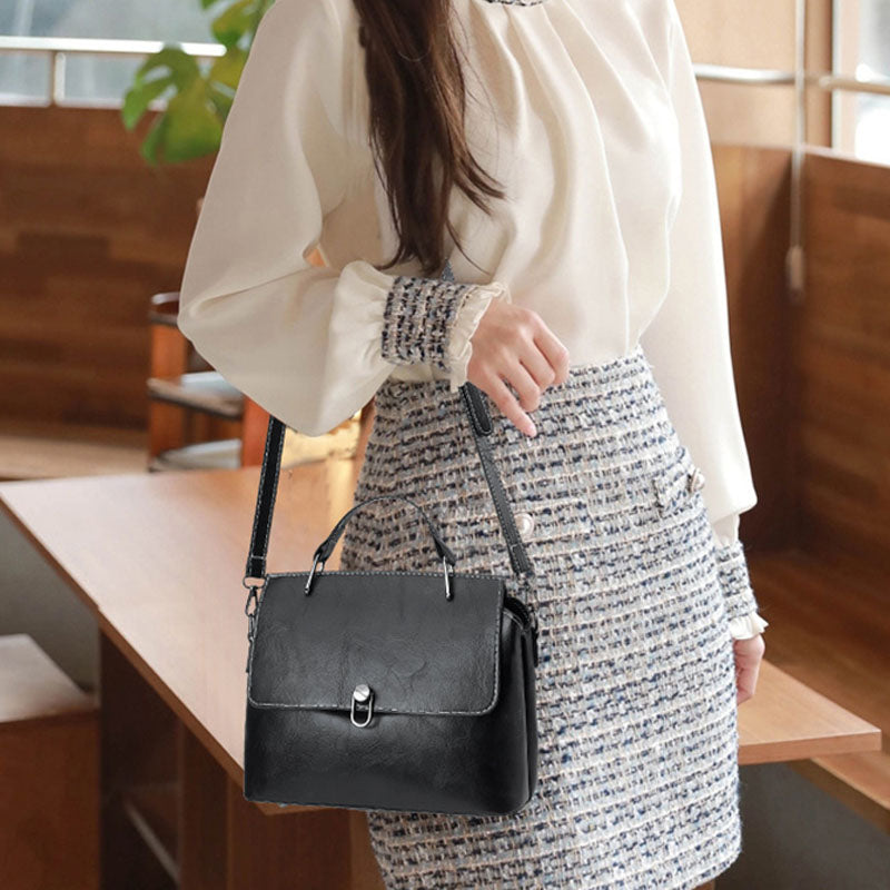 Doppelriemen-Handtasche im Retro-Stil, minimalistische Umhängetasche für Damen