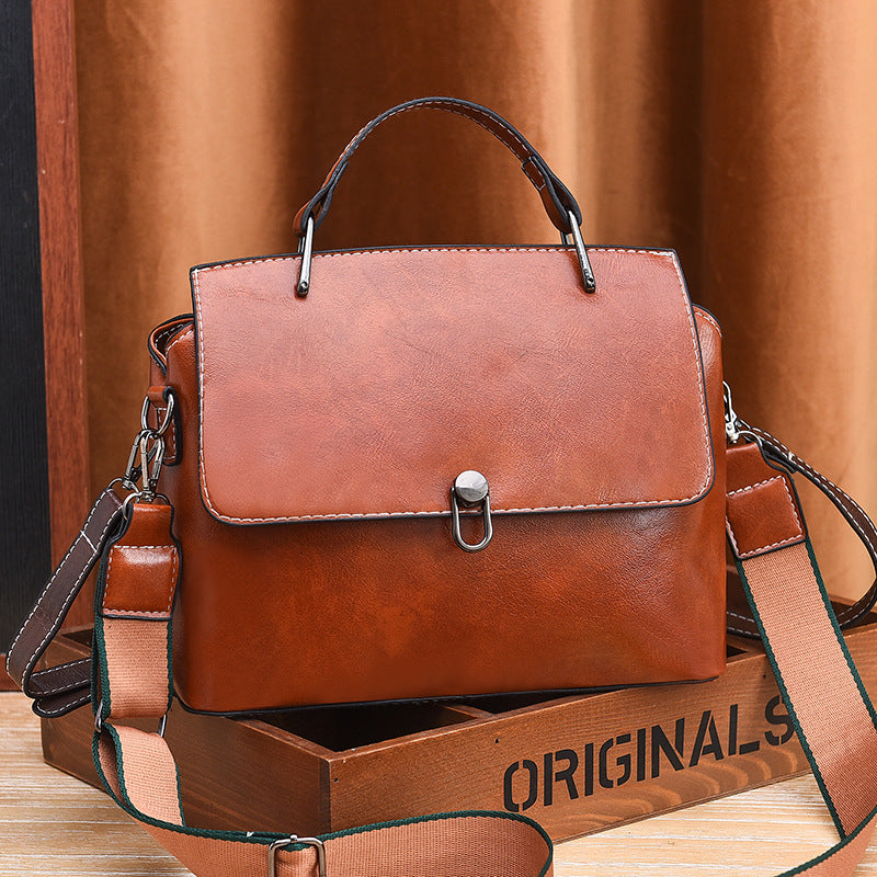 Doppelriemen-Handtasche im Retro-Stil, minimalistische Umhängetasche für Damen