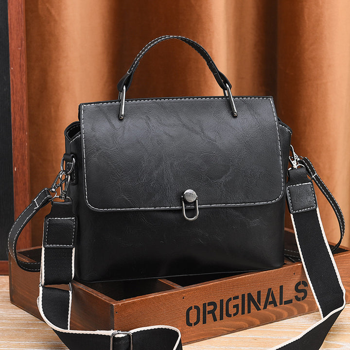 Doppelriemen-Handtasche im Retro-Stil, minimalistische Umhängetasche für Damen