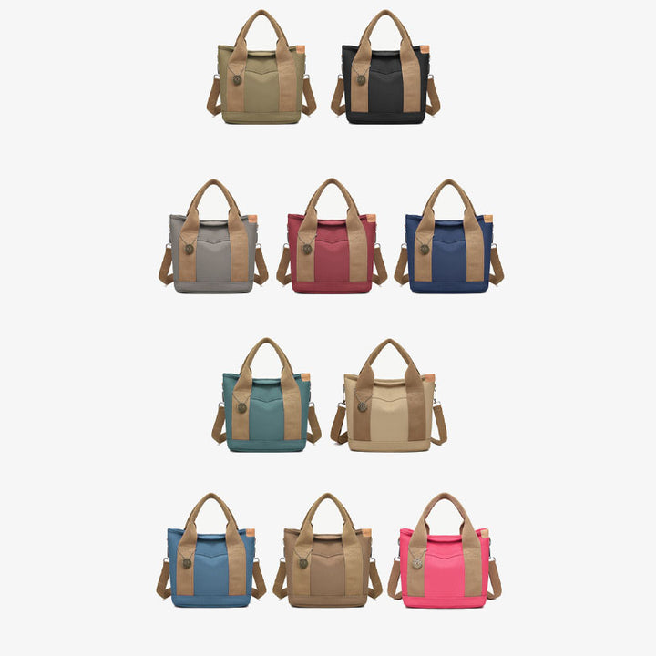 Tragbare Canvas-Handtasche mit Farbkontrast, leichte Umhängetasche, Pendlertasche