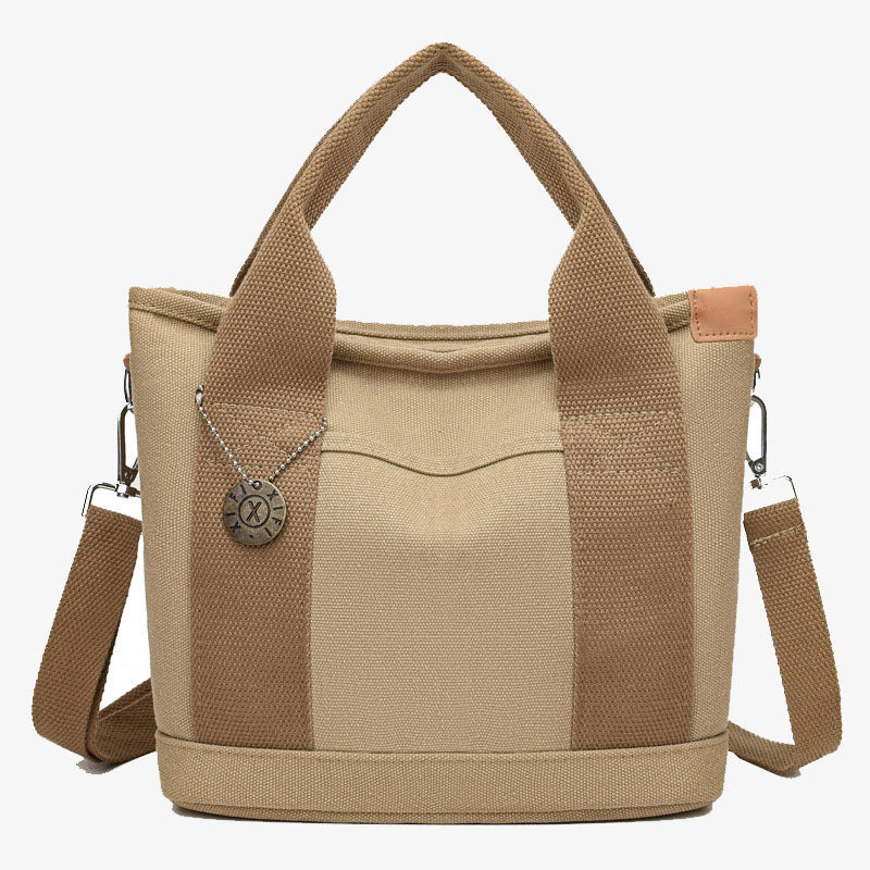 Tragbare Canvas-Handtasche mit Farbkontrast, leichte Umhängetasche, Pendlertasche