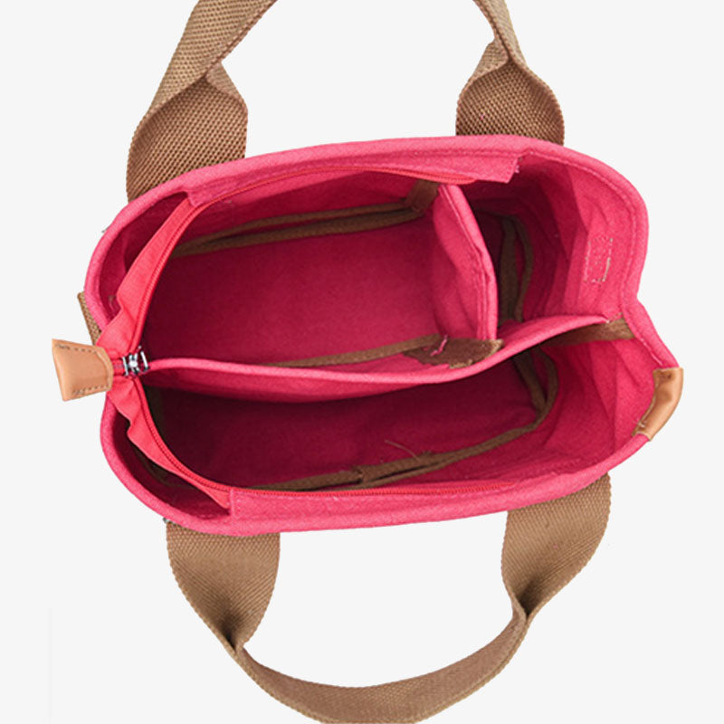 Tragbare Canvas-Handtasche mit Farbkontrast, leichte Umhängetasche, Pendlertasche
