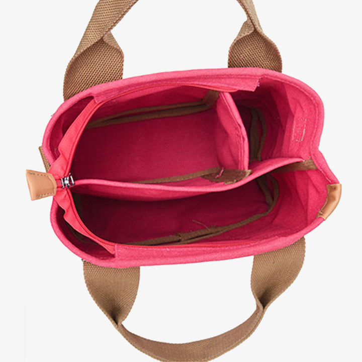 Tragbare Canvas-Handtasche mit Farbkontrast, leichte Umhängetasche, Pendlertasche