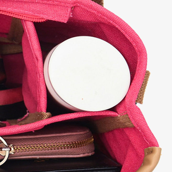 Tragbare Canvas-Handtasche mit Farbkontrast, leichte Umhängetasche, Pendlertasche