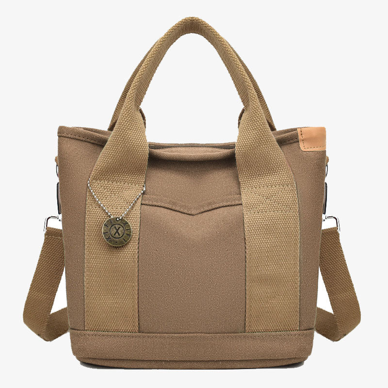 Tragbare Canvas-Handtasche mit Farbkontrast, leichte Umhängetasche, Pendlertasche