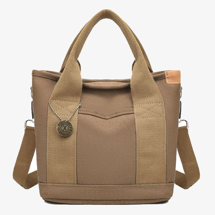 Tragbare Canvas-Handtasche mit Farbkontrast, leichte Umhängetasche, Pendlertasche