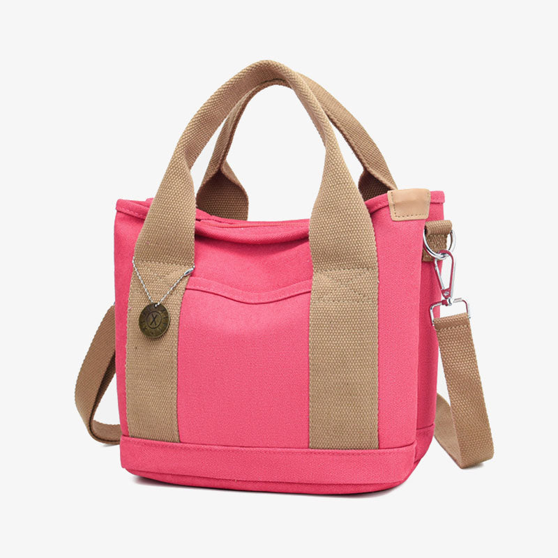 Tragbare Canvas-Handtasche mit Farbkontrast, leichte Umhängetasche, Pendlertasche