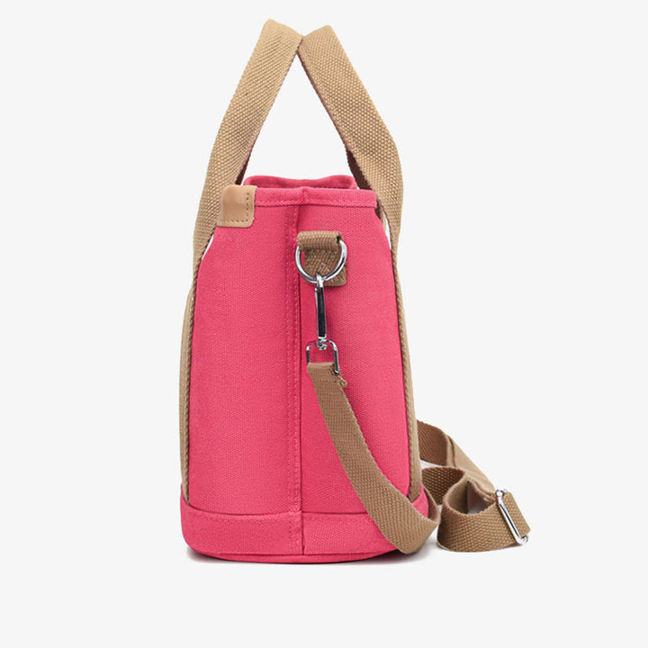Tragbare Canvas-Handtasche mit Farbkontrast, leichte Umhängetasche, Pendlertasche