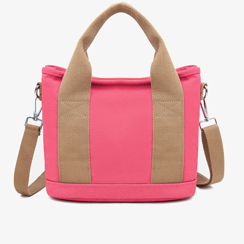 Tragbare Canvas-Handtasche mit Farbkontrast, leichte Umhängetasche, Pendlertasche