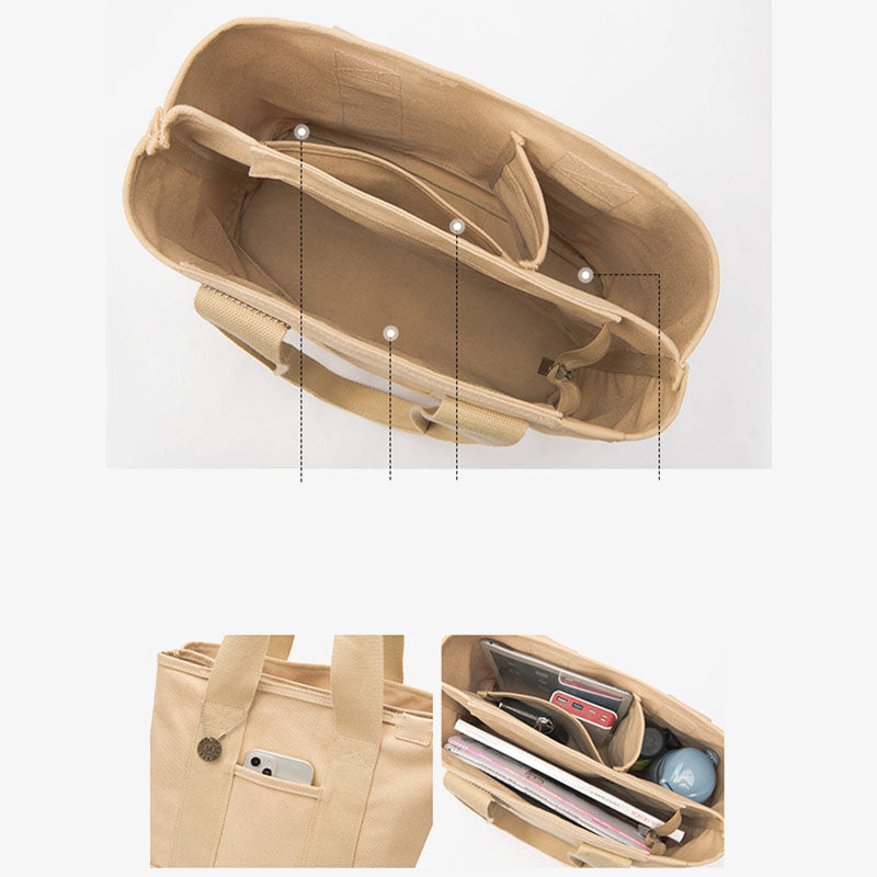 Große Unterarmtasche für Damen, wichtige Canvas-Handtasche mit sicherem