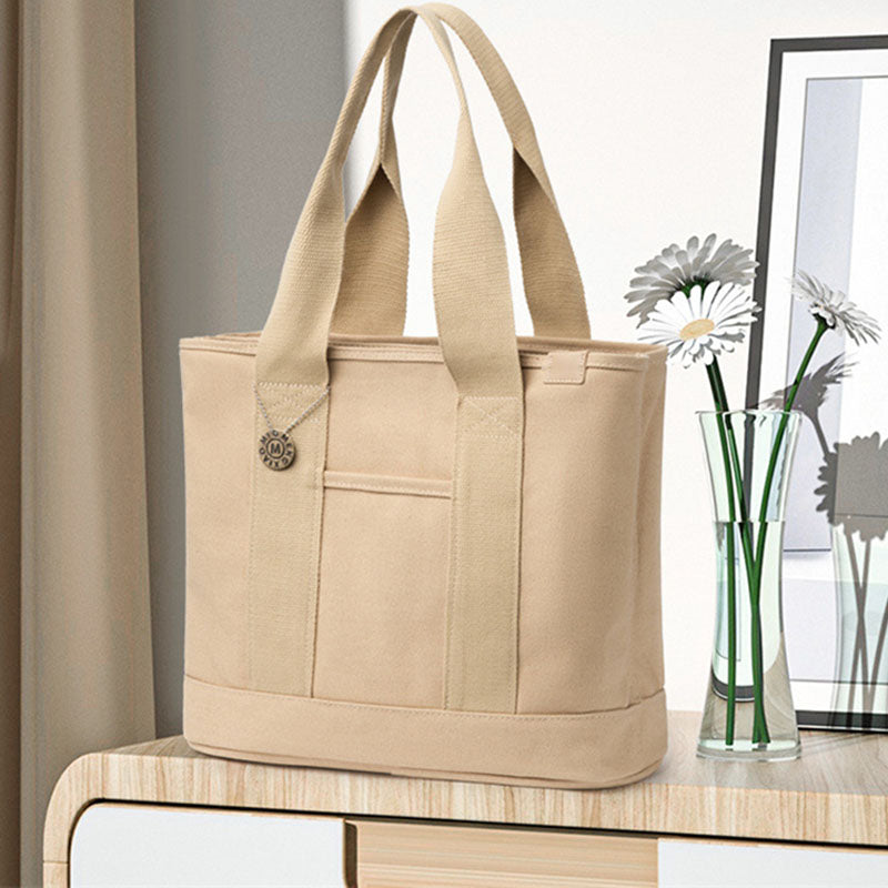 Große Unterarmtasche für Damen, wichtige Canvas-Handtasche mit sicherem