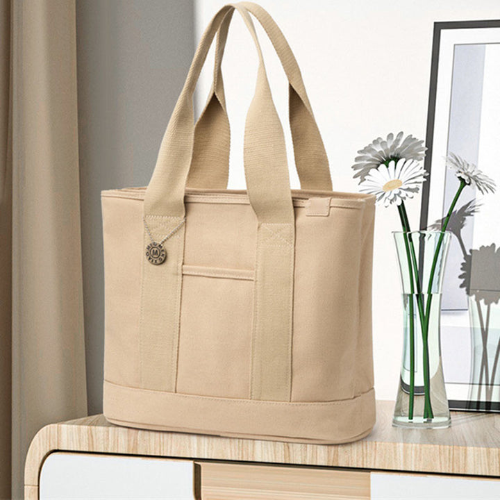 Große Unterarmtasche für Damen, wichtige Canvas-Handtasche mit sicherem