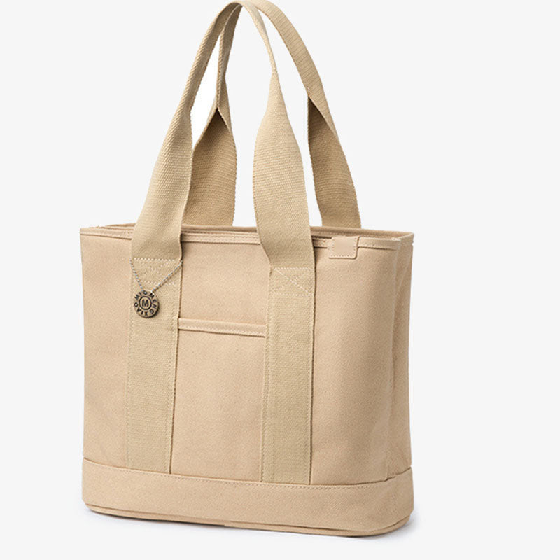 Große Unterarmtasche für Damen, wichtige Canvas-Handtasche mit sicherem
