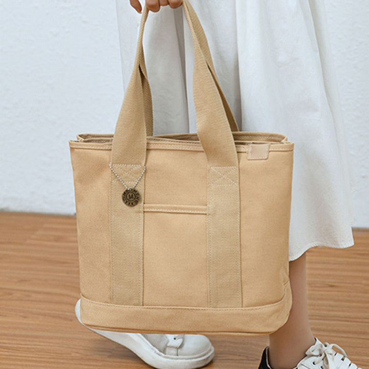 Große Unterarmtasche für Damen, wichtige Canvas-Handtasche mit sicherem