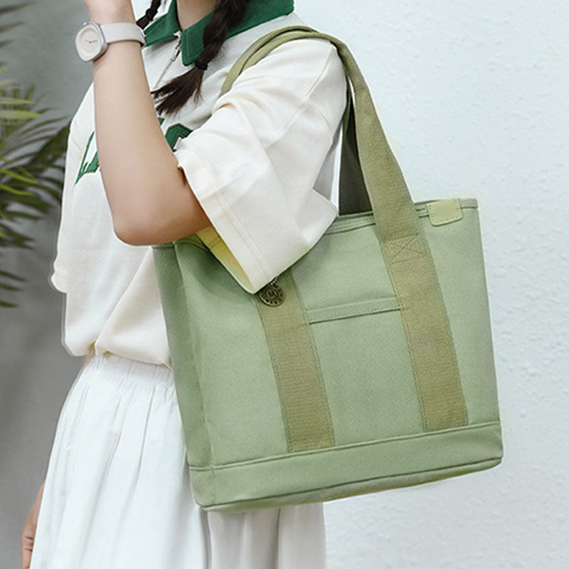 Große Unterarmtasche für Damen, wichtige Canvas-Handtasche mit sicherem