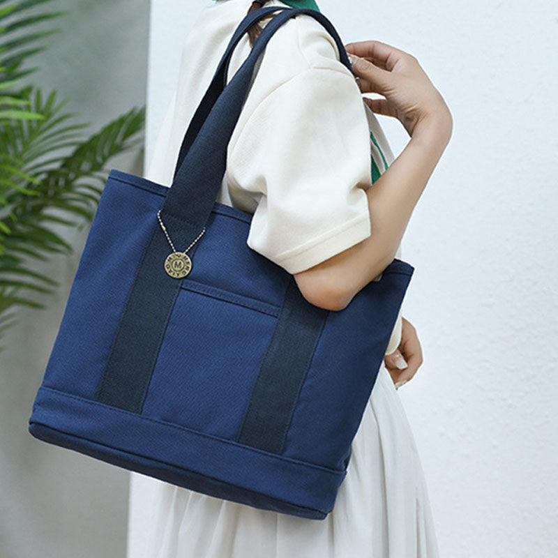 Große Unterarmtasche für Damen, wichtige Canvas-Handtasche mit sicherem