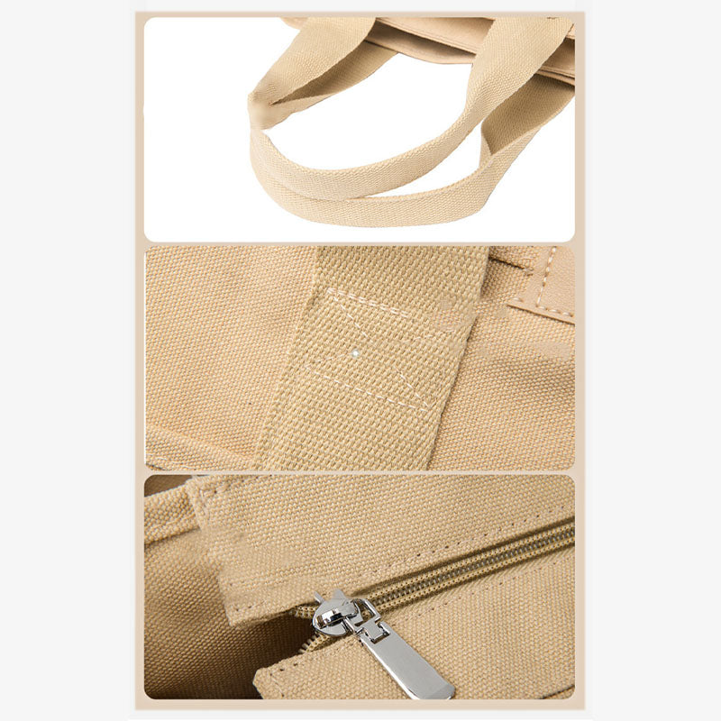 Große Unterarmtasche für Damen, wichtige Canvas-Handtasche mit sicherem