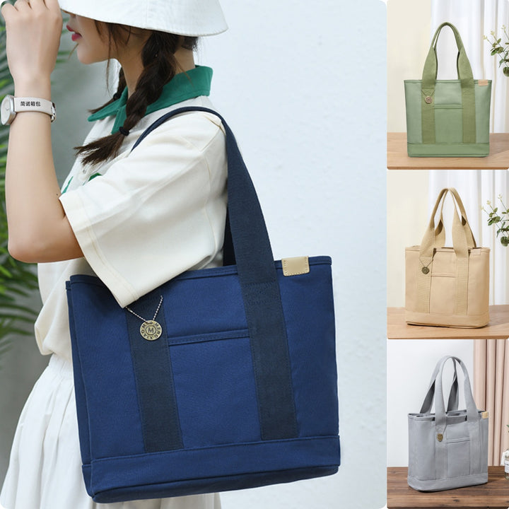 Große Unterarmtasche für Damen, wichtige Canvas-Handtasche mit sicherem
