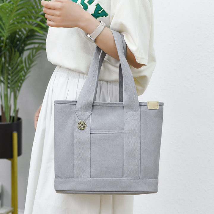 Große Unterarmtasche für Damen, wichtige Canvas-Handtasche mit sicherem