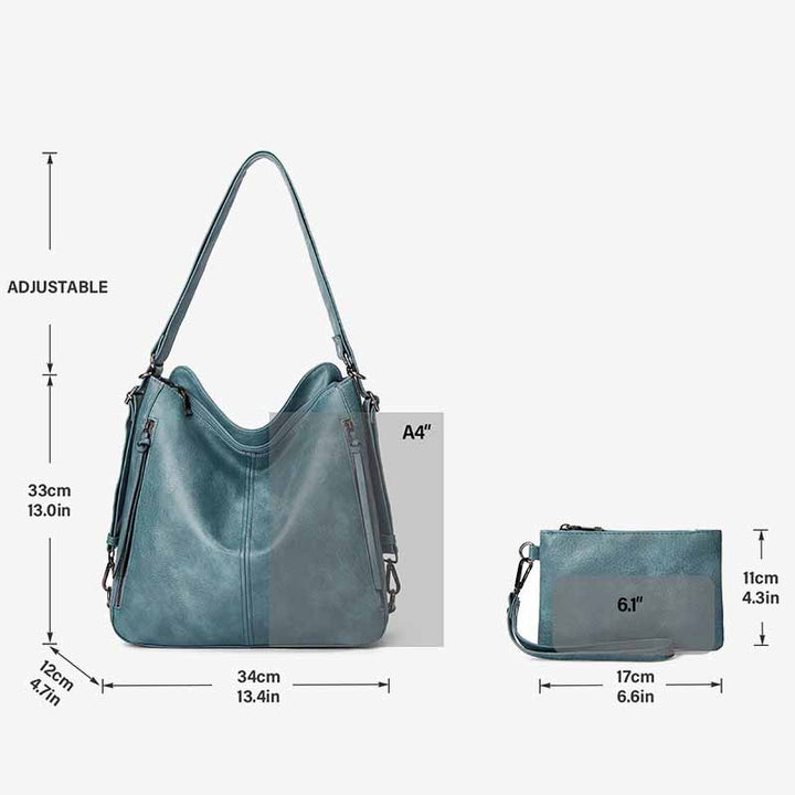 Elegantes, praktisches Rucksack-Set aus einfarbigem Leder