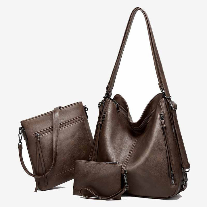 Elegantes, praktisches Rucksack-Set aus einfarbigem Leder