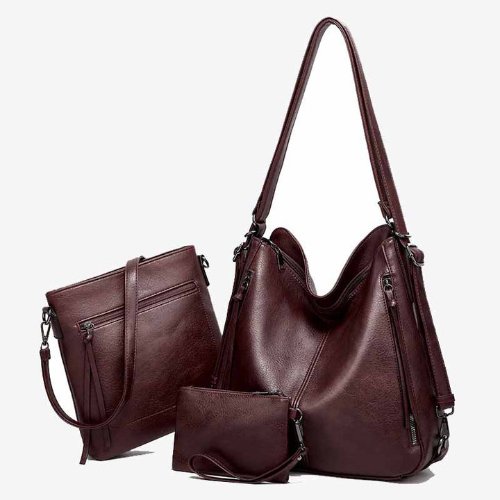 Elegantes, praktisches Rucksack-Set aus einfarbigem Leder