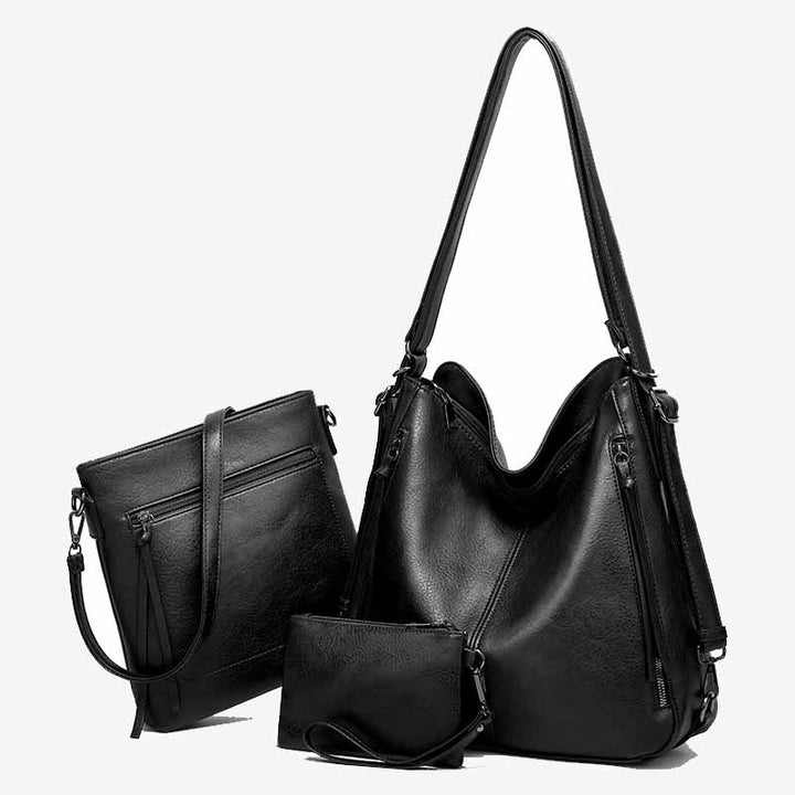 Elegantes, praktisches Rucksack-Set aus einfarbigem Leder