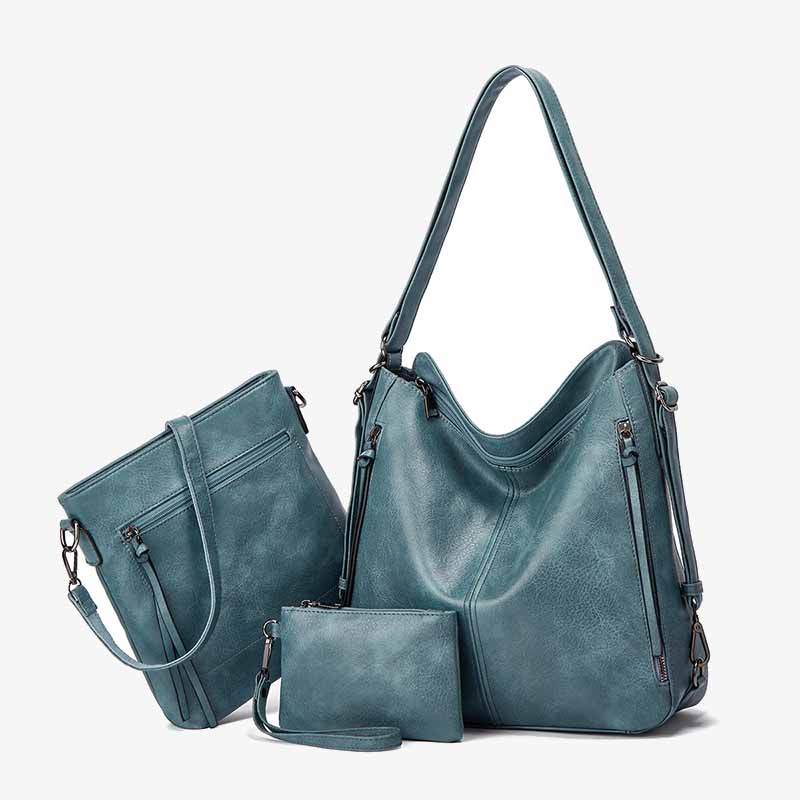 Elegantes, praktisches Rucksack-Set aus einfarbigem Leder