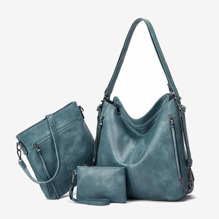 Elegantes, praktisches Rucksack-Set aus einfarbigem Leder
