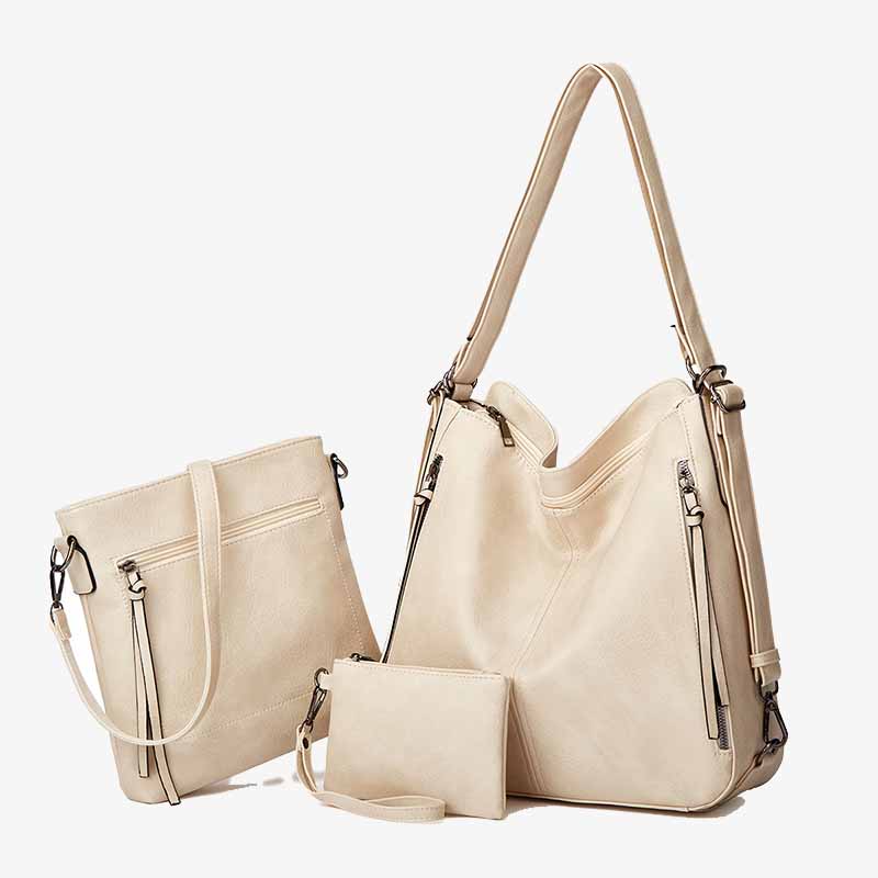Elegantes, praktisches Rucksack-Set aus einfarbigem Leder