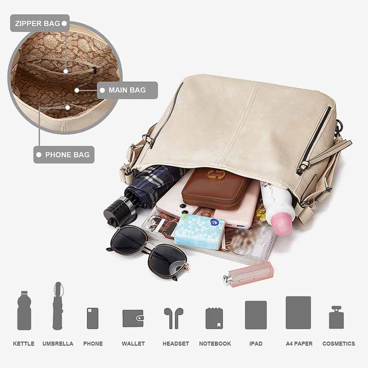 Elegantes, praktisches Rucksack-Set aus einfarbigem Leder