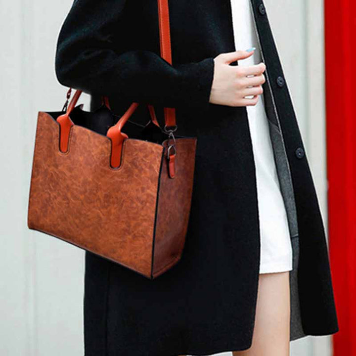 Klassische Business-Tragetasche für Damen, Pendler-Ledertaschen-Set
