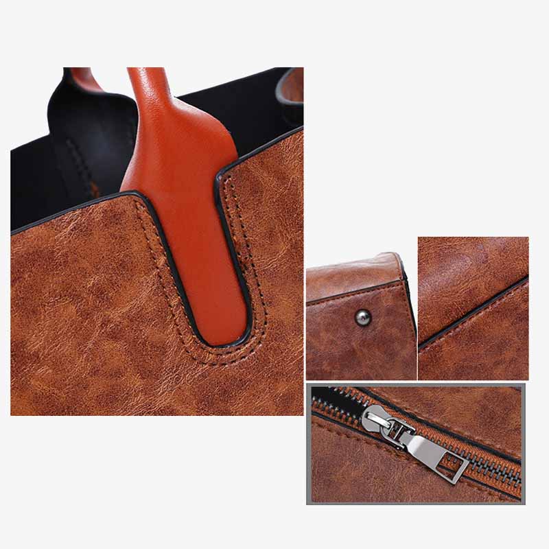 Klassische Business-Tragetasche für Damen, Pendler-Ledertaschen-Set