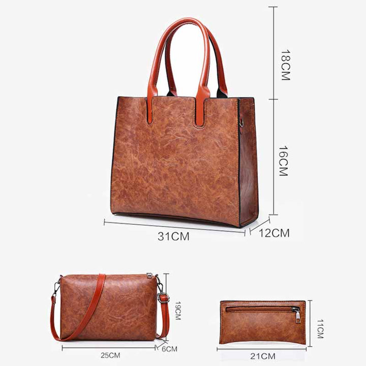 Klassische Business-Tragetasche für Damen, Pendler-Ledertaschen-Set