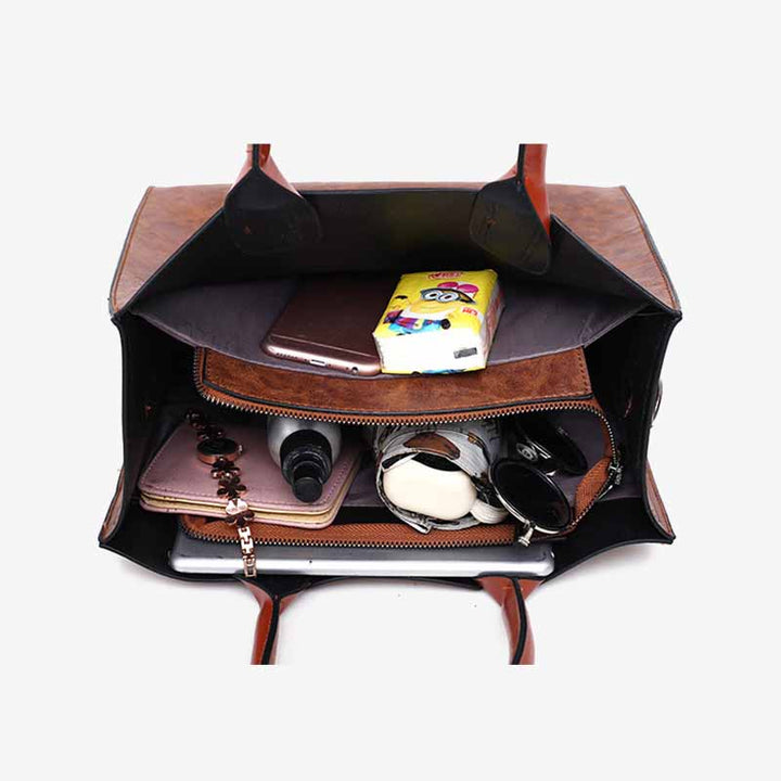 Klassische Business-Tragetasche für Damen, Pendler-Ledertaschen-Set